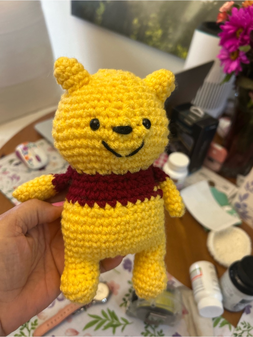 Disney Yellow Crochet Winnie the Pooh Plush and sandwich bags